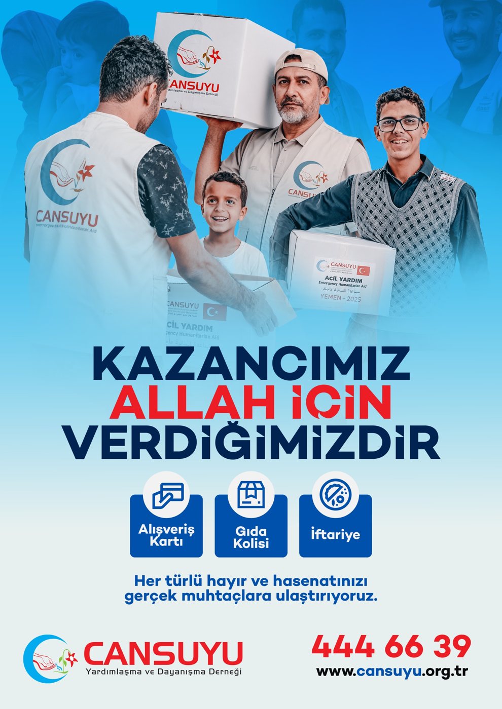 Kazancımız Allah İçin Verdiğimizdir — Cansuyu · Kampanya afişi